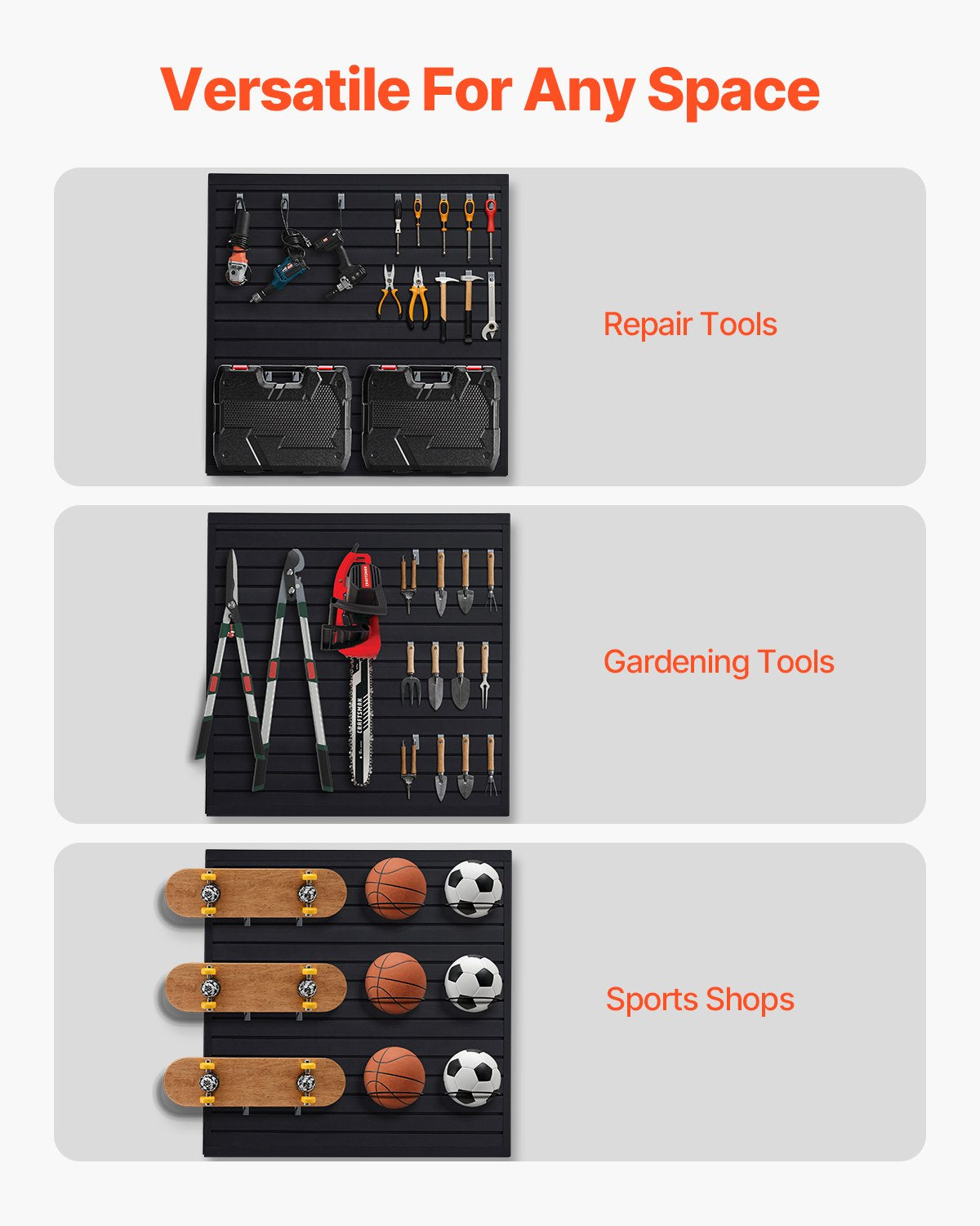 4 x 4 Fuß Lamellenwandpaneel PVC Schwarz Garage Lamellenwand mit modularem Design