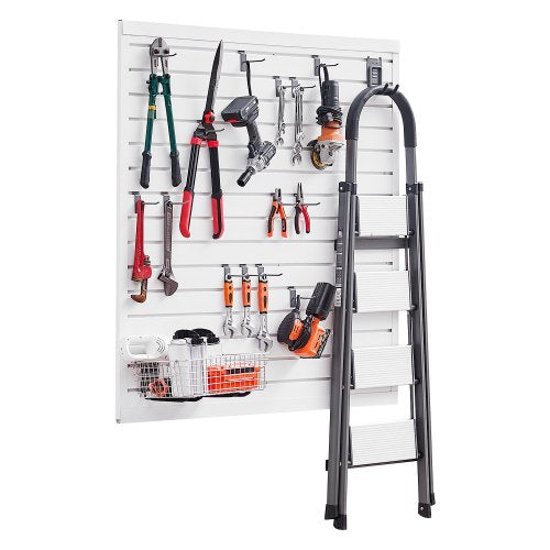 Slat Wall Paneling, 4 x 4 ft, PVC Garage Slatwall with Modular Design, White Slat Wall Easy-to-Install Adjustable Slatwall Panel with Coupling Structure & DIY Cutting, Fits for Storage & Display