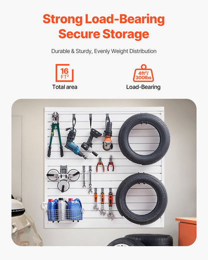 4 x 4 ft Slatted Wall Panel PVC White Garage Slatted Wall with Modular Design