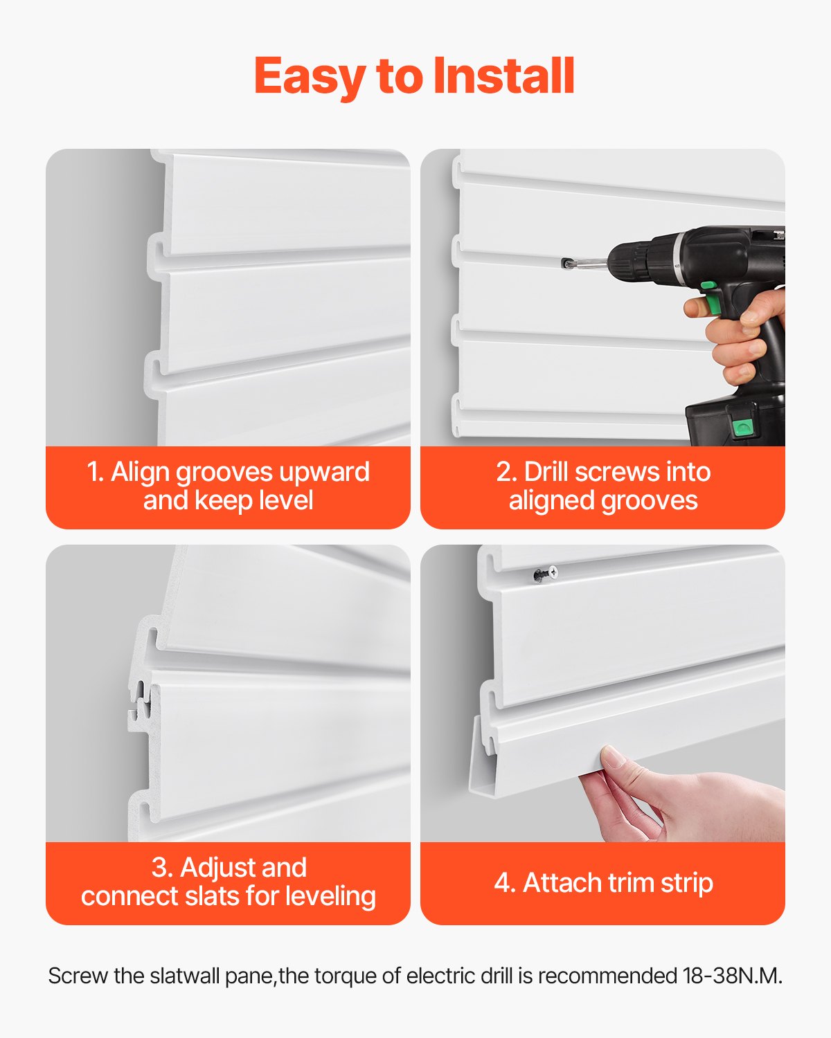 4 x 4 ft Slatted Wall Panel PVC White Garage Slatted Wall with Modular Design