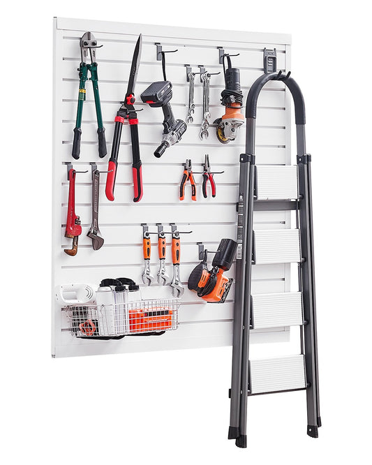 4 x 4 Fuß Lamellenwandpaneel PVC Weiß Garage Lamellenwand mit modularem Design