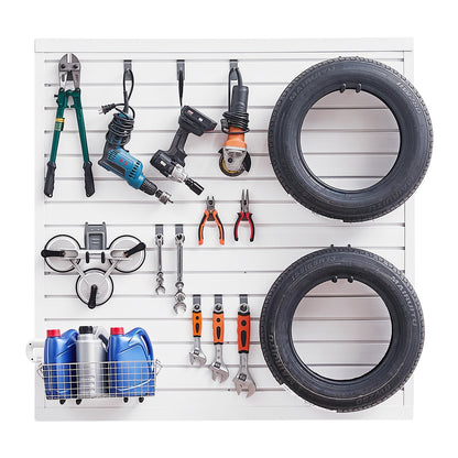 4 x 4 ft Slatted Wall Panel PVC White Garage Slatted Wall with Modular Design