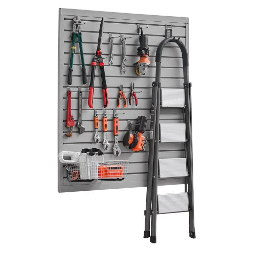 Slat Wall Paneling, 4 x 4 ft, PVC Garage Slatwall with Modular Design, Grey Slat Wall Easy-to-Install Adjustable Slatwall Panel with Coupling Structure & DIY Cutting, Fits for Storage & Display