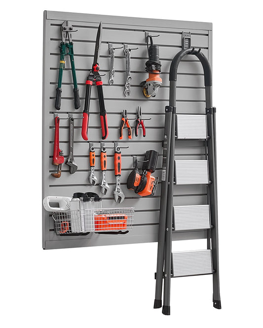 4 x 4 Fuß Lamellenwandpaneel PVC Grau Garage Lamellenwand mit modularem Design