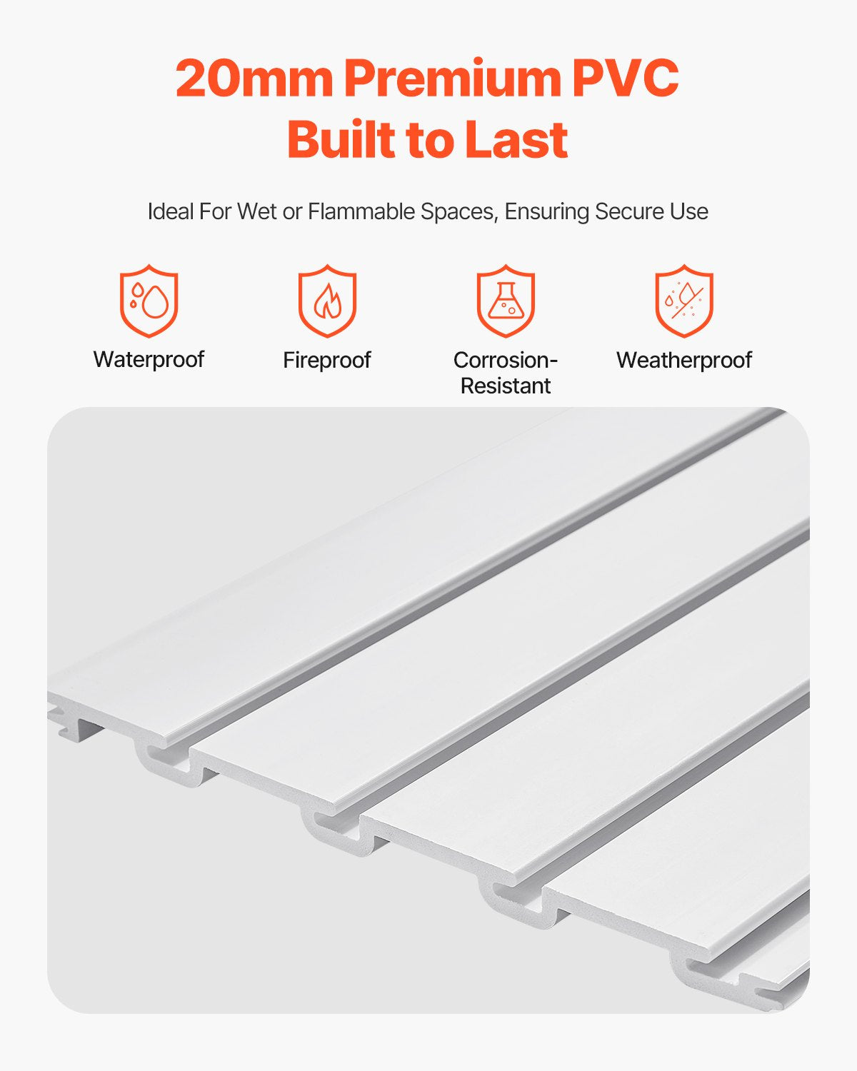 Slat Wall Paneling, 8 x 4 ft, PVC Garage Slatwall with Modular Design, White Slat Wall Easy-to-Install Adjustable Slatwall Panel with Coupling Structure & DIY Cutting, Fits for Storage & Display