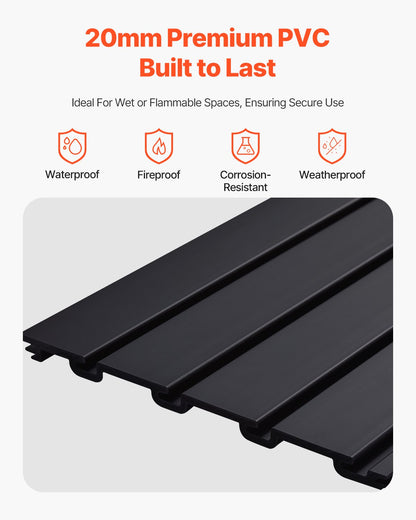 Slat Wall Paneling, 8 x 4 ft, PVC Garage Slatwall with Modular Design, Black Slat Wall Easy-to-Install Adjustable Slatwall Panel with Coupling Structure & DIY Cutting, Fits for Storage & Display