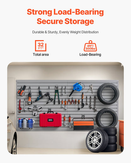 8 x 4 ft Slatted Wall Panel PVC Grey Garage Slatted Wall with Accessories