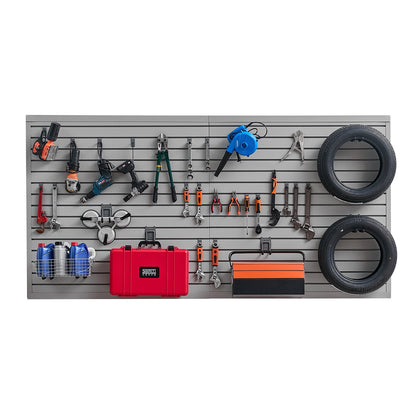 8 x 4 ft Slatted Wall Panel PVC Grey Garage Slatted Wall with Accessories