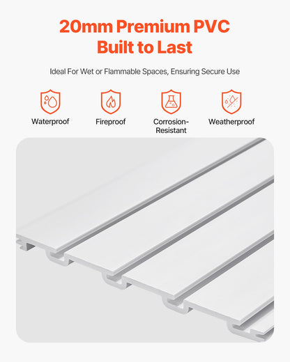 Slat Wall Paneling, 2 x 4 ft, PVC Garage Slatwall with Modular Design, White Slat Wall Easy-to-Install Adjustable Slatwall Panel with Coupling Structure & DIY Cutting, Fits for Storage & Display