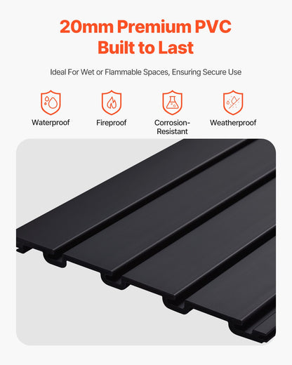 Slat Wall Paneling, 2 x 4 ft, PVC Garage Slatwall with Modular Design, Black Slat Wall Easy-to-Install Adjustable Slatwall Panel with Coupling Structure & DIY Cutting, Fits for Storage & Display