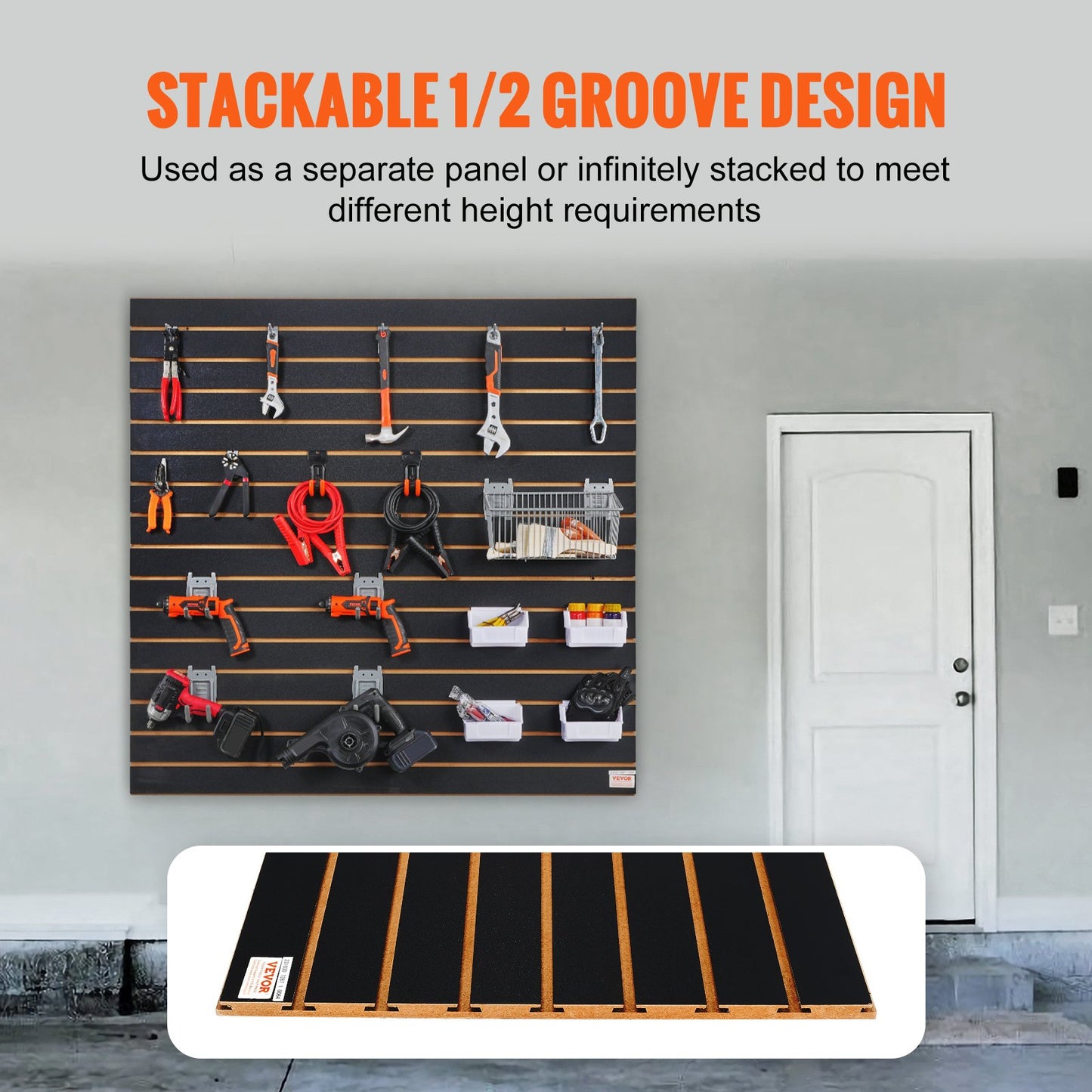 Slatwall Panels, 4 ft x 2 ft Black Garage Wall Panels 24"H x 48"L (Set of 2 Panels), Heavy Duty Garage Wall Organizer Panels Display for Retail Store, Garage Wall, and Craft Storage Organization