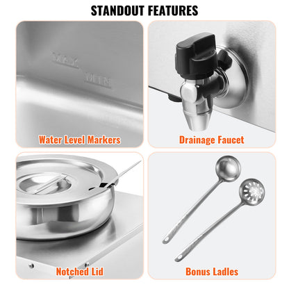 Commercial Soup Warmer Soup Station with 3*7.4Qt Pot Soup Kettle