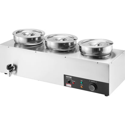 Commercial Soup Warmer Soup Station with 3*7.4Qt Pot Soup Kettle