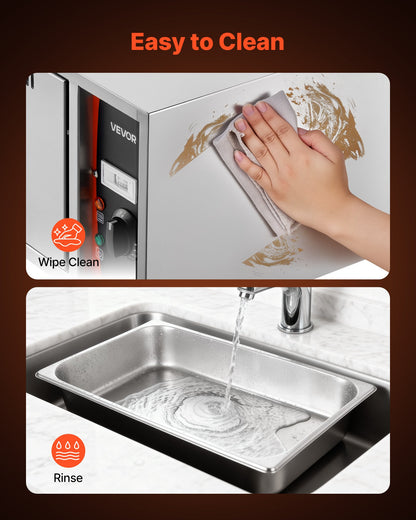 Commercial Electric Drawer Warmer, Single-Drawer Stainless Steel Food Warmer, Freestanding Standard Warming Drawer Cabinet, 85°F–185°F Wide Temperature Range, for Restaurant, Hotel & Bakery