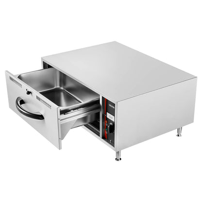 Commercial Electric Drawer Warmer, Single-Drawer Stainless Steel Food Warmer, Freestanding Standard Warming Drawer Cabinet, 85°F–185°F Wide Temperature Range, for Restaurant, Hotel & Bakery