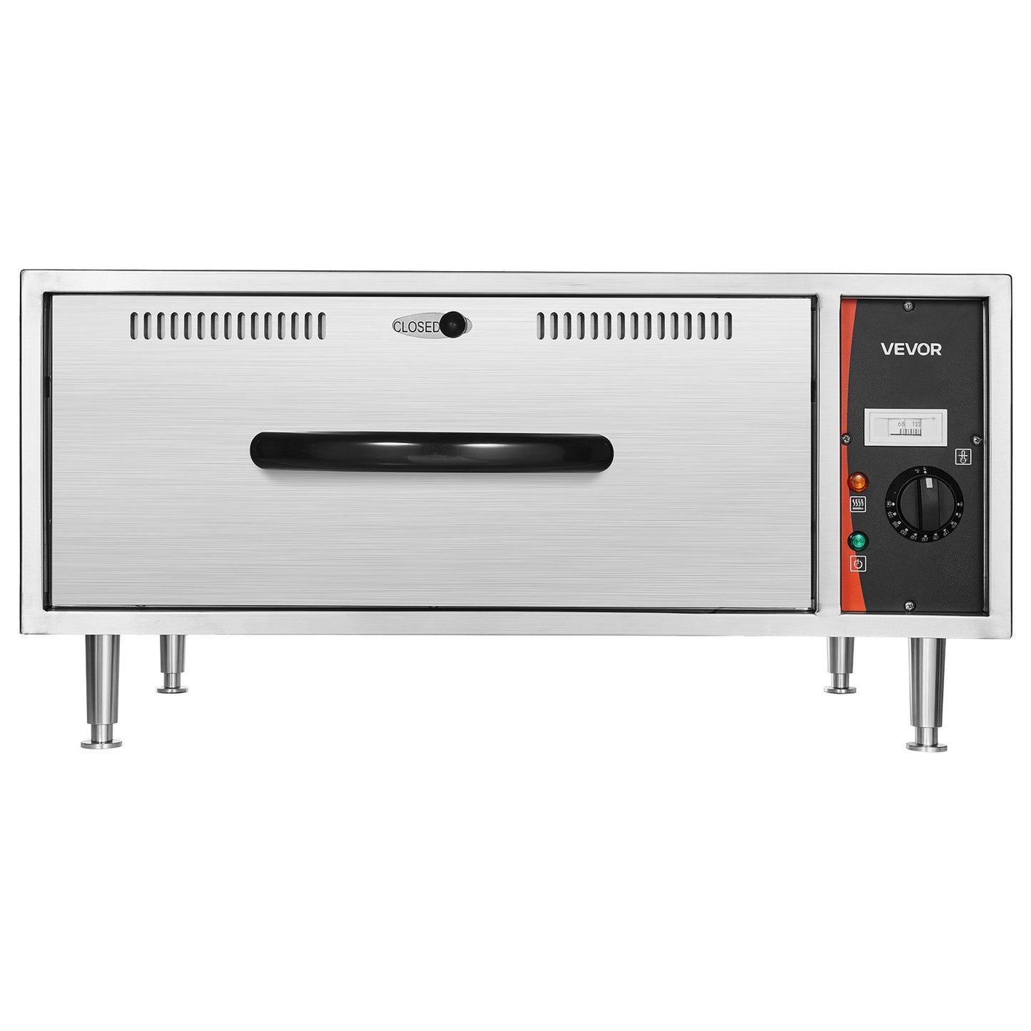 Commercial Electric Drawer Warmer, Single-Drawer Stainless Steel Food Warmer, Freestanding Standard Warming Drawer Cabinet, 85°F–185°F Wide Temperature Range, for Restaurant, Hotel & Bakery