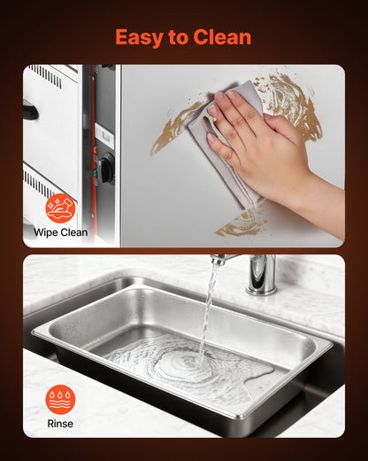 Commercial Electric Drawer Warmer, Three-Drawer Stainless Steel Food Warmer, Freestanding Standard Warming Drawer Cabinet, 85°F–185°F Wide Temperature Range, for Restaurant, Hotel Buffet, Bakery