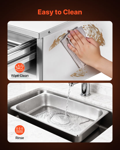 Commercial Electric Drawer Warmer, Single-Drawer Stainless Steel Food Warmer, Freestanding Compact Warming Drawer Cabinet, 85°F–185°F Wide Temperature Range, for Restaurant, Hotel & Bakery