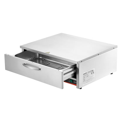 Commercial Electric Drawer Warmer, Single-Drawer Stainless Steel Food Warmer, Freestanding Compact Warming Drawer Cabinet, 85°F–185°F Wide Temperature Range, for Restaurant, Hotel & Bakery