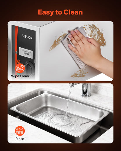 Commercial Electric Drawer Warmer, Single-Drawer Stainless Steel Food Warmer, Freestanding Slim Warming Drawer Cabinet, 85°F–185°F Wide Temperature Range, for Restaurant, Hotel, Bakery & Kitchen