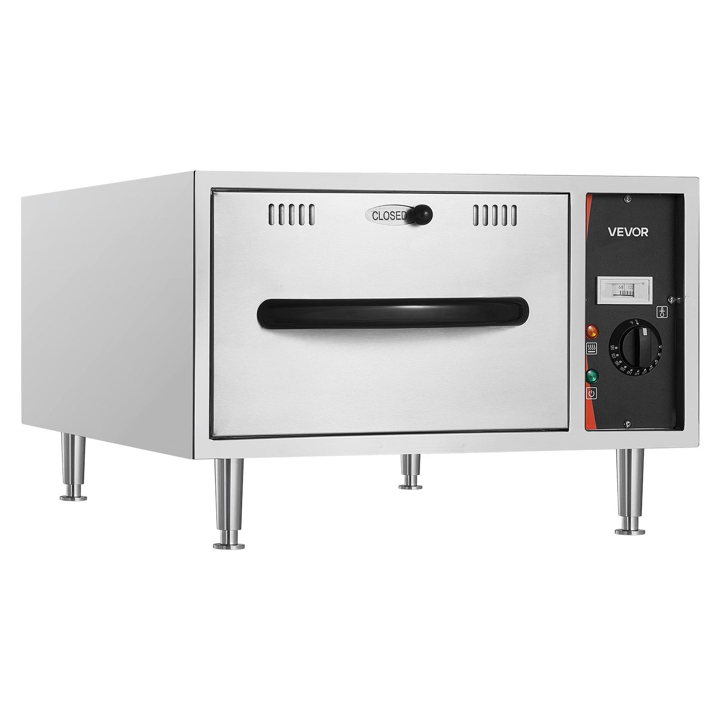 Commercial Electric Drawer Warmer, Single-Drawer Stainless Steel Food Warmer, Freestanding Slim Warming Drawer Cabinet, 85°F–185°F Wide Temperature Range, for Restaurant, Hotel, Bakery & Kitchen
