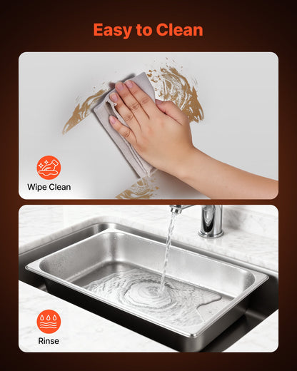 Commercial Electric Drawer Warmer, 2 Full-Size Pan Stainless Steel Food Warmer, Freestanding Standard Warming Drawer Cabinet, 85°F–185°F Wide Temperature Range, for Restaurant, Hotel Buffet & Bakery