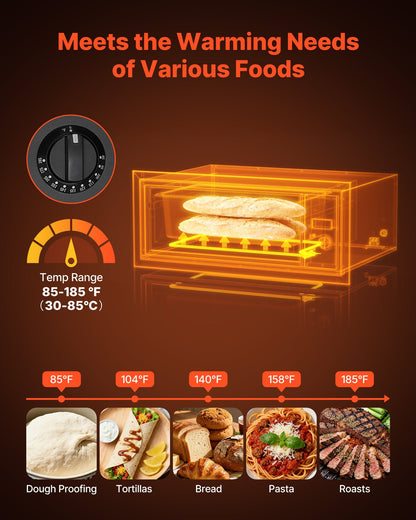 Commercial Electric Drawer Warmer, Single-Drawer Stainless Steel Food Warmer, Built-in Installation Warming Drawer Cabinet, 85°F–185°F Wide Temperature Range, for Restaurant, Hotel & Bakery