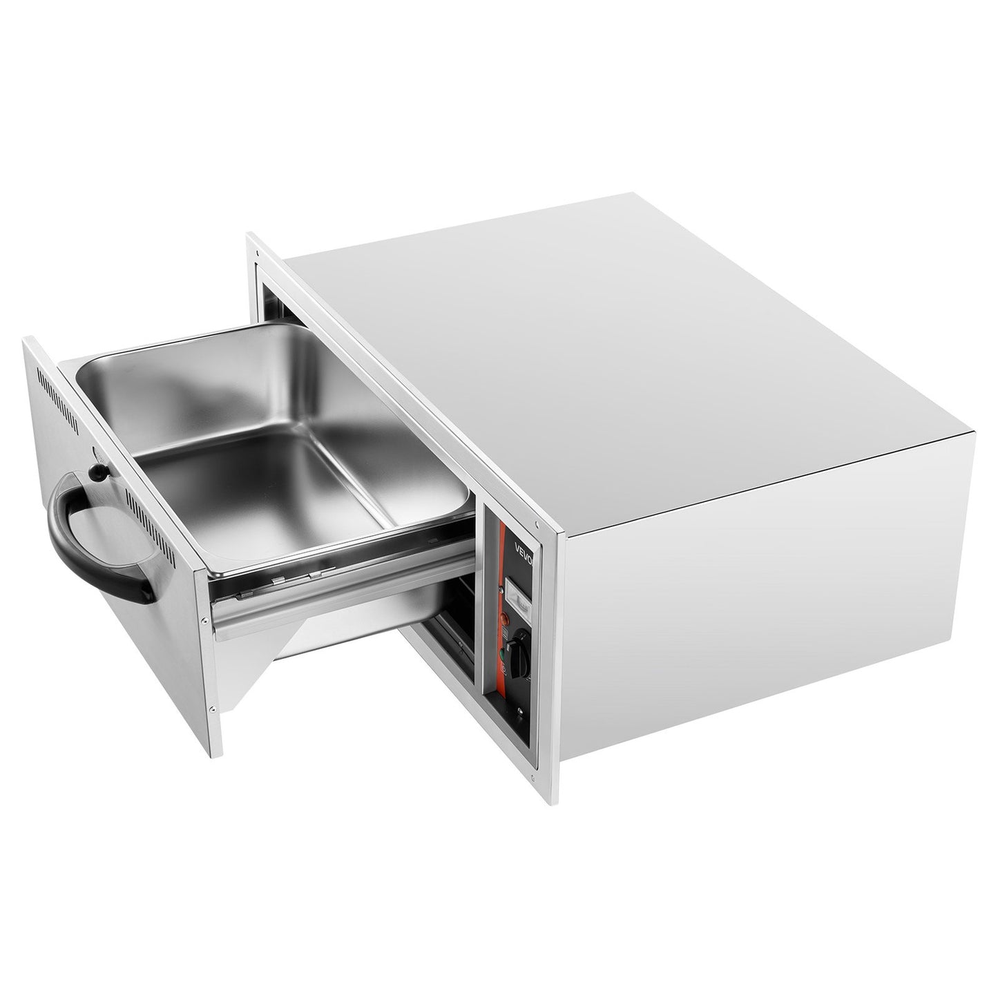 Commercial Electric Drawer Warmer, Single-Drawer Stainless Steel Food Warmer, Built-in Installation Warming Drawer Cabinet, 85°F–185°F Wide Temperature Range, for Restaurant, Hotel & Bakery