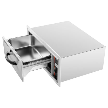 Commercial Electric Drawer Warmer, Single-Drawer Stainless Steel Food Warmer, Built-in Installation Warming Drawer Cabinet, 85°F–185°F Wide Temperature Range, for Restaurant, Hotel & Bakery
