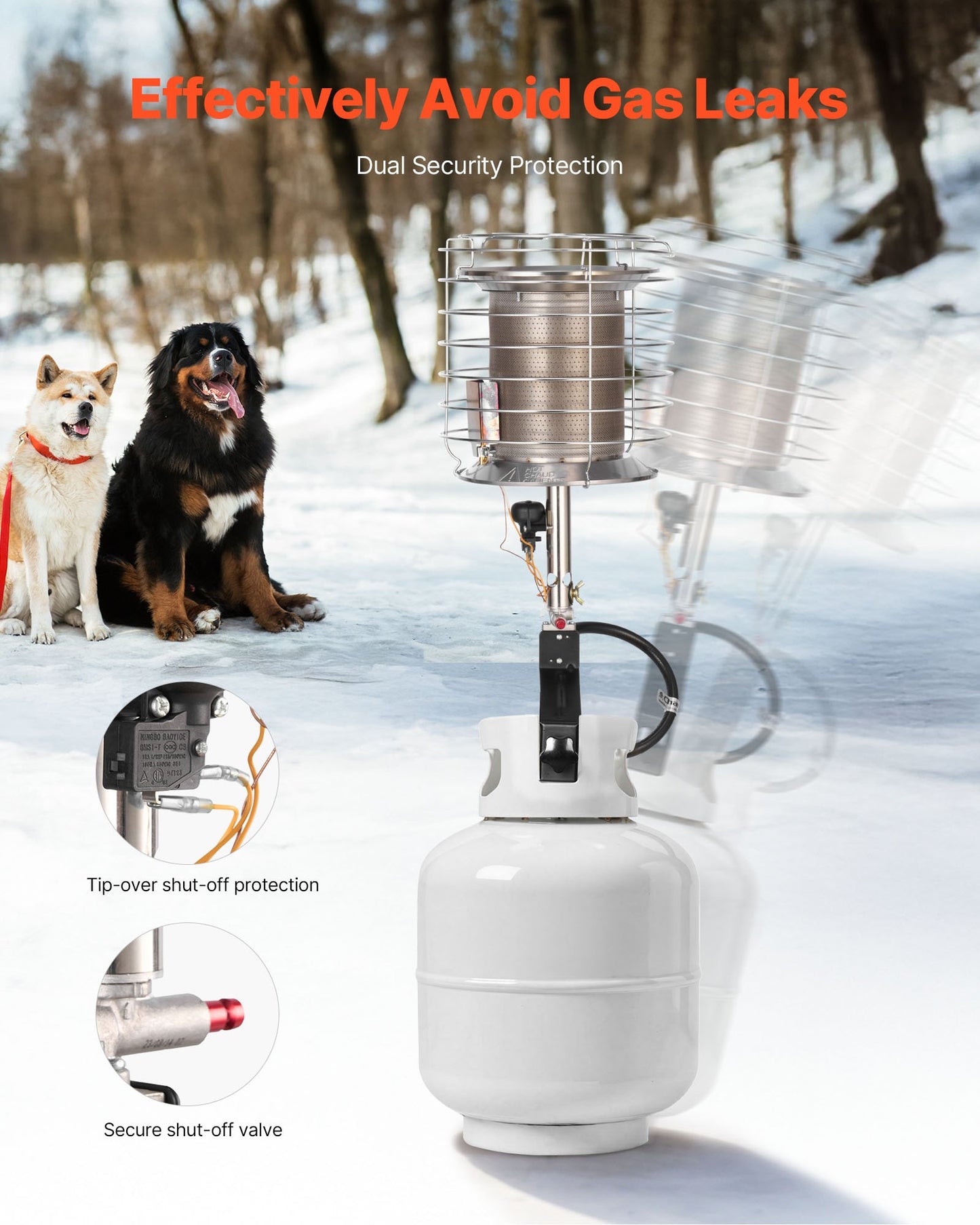 Propane Tank Top Heater, 42000 BTU Rapid Heating 360-Degree Infrared Radiant Tank Top Gas Heater, Stepless Temperature Adjustment for Ice Fishing/ Hunting/Outdoor Work, Single Burner