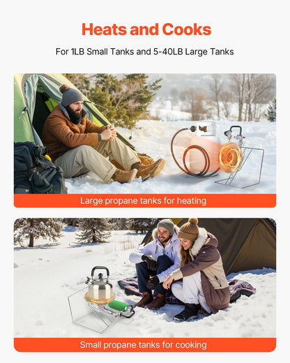Propane Tank Top Heater, for 1lb Small Tanks and 5-40lb Large Tanks, 18000 BTU Rapid Heating 180-Degree Infrared Radiant Tank Top Gas Heater,3 Heat Settings for Ice Fishing,Single Burner