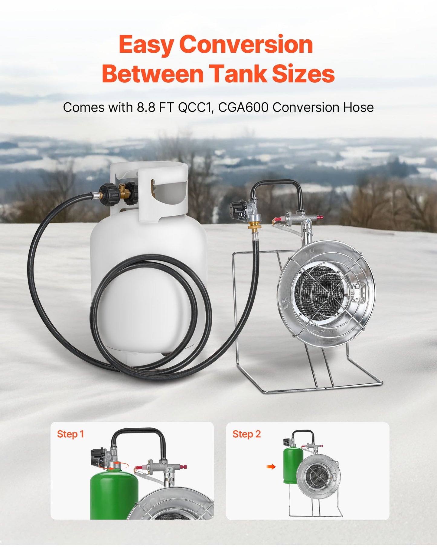 Propane Tank Top Heater, for 1lb Small Tanks and 5-40lb Large Tanks, 18000 BTU Rapid Heating 180-Degree Infrared Radiant Tank Top Gas Heater,3 Heat Settings for Ice Fishing,Single Burner