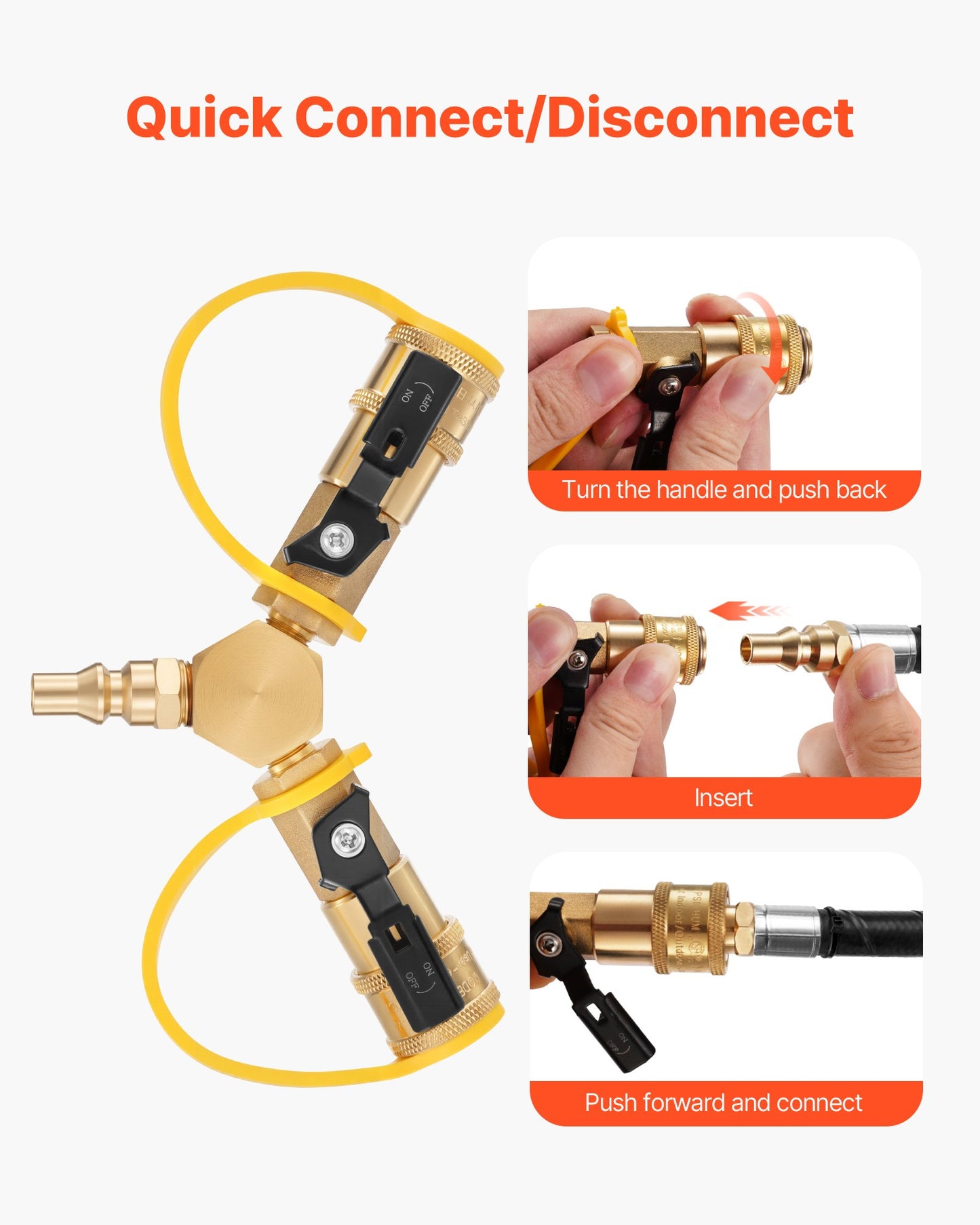 RV Propane Quick Connect Y Splitter Adapter with Shutoff Valve, 2 Way 1/4 inch Quick Disconnect Kit, Fits for RV Trailer, Quick Connect Propane Hose Connect to Motorhome Tabletop Camping Grill