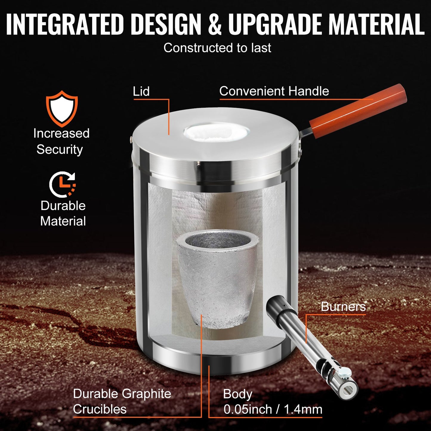 6KG Propane Melting Furnace Kit, Large Capacity Foundry Home Kilns, Blacksmithing Forge with Crucible & Tongs Kiln, Stainless Steel, For Metal Scrap Recycle, Gold Copper Silver Casting