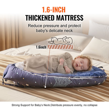 Babybettstuhl, 100 % Baumwolle, weich, Neugeborenennest, Schlafplatz mit Kopfstütze