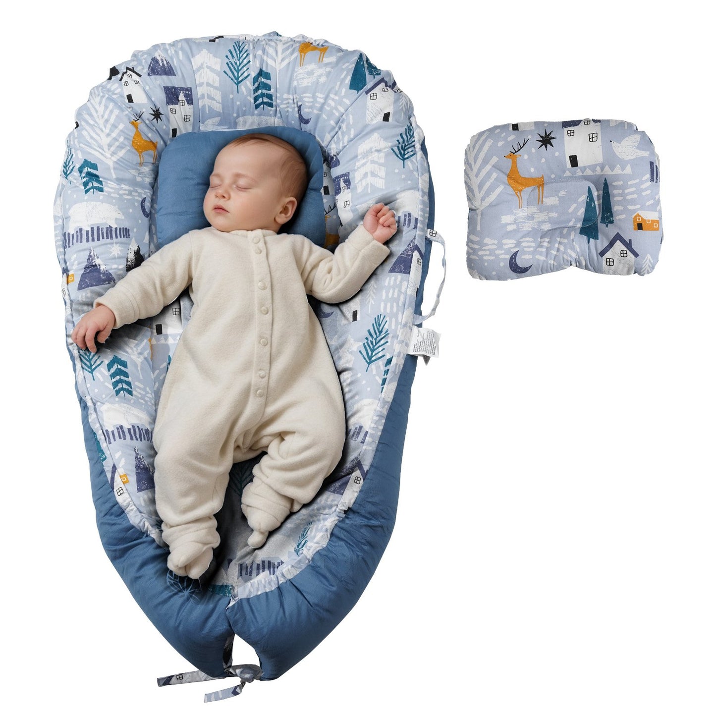 Baby Lounger 100 % bomull Newborn Nest Sleeper med nackstöd och 2 överdrag