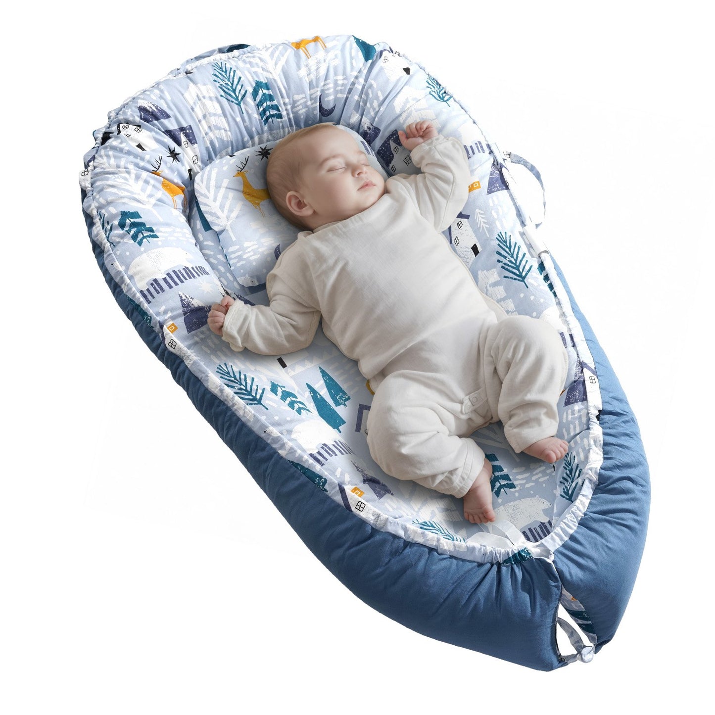 Baby Lounger 100 % bomull Newborn Nest Sleeper med nackstöd och 2 överdrag