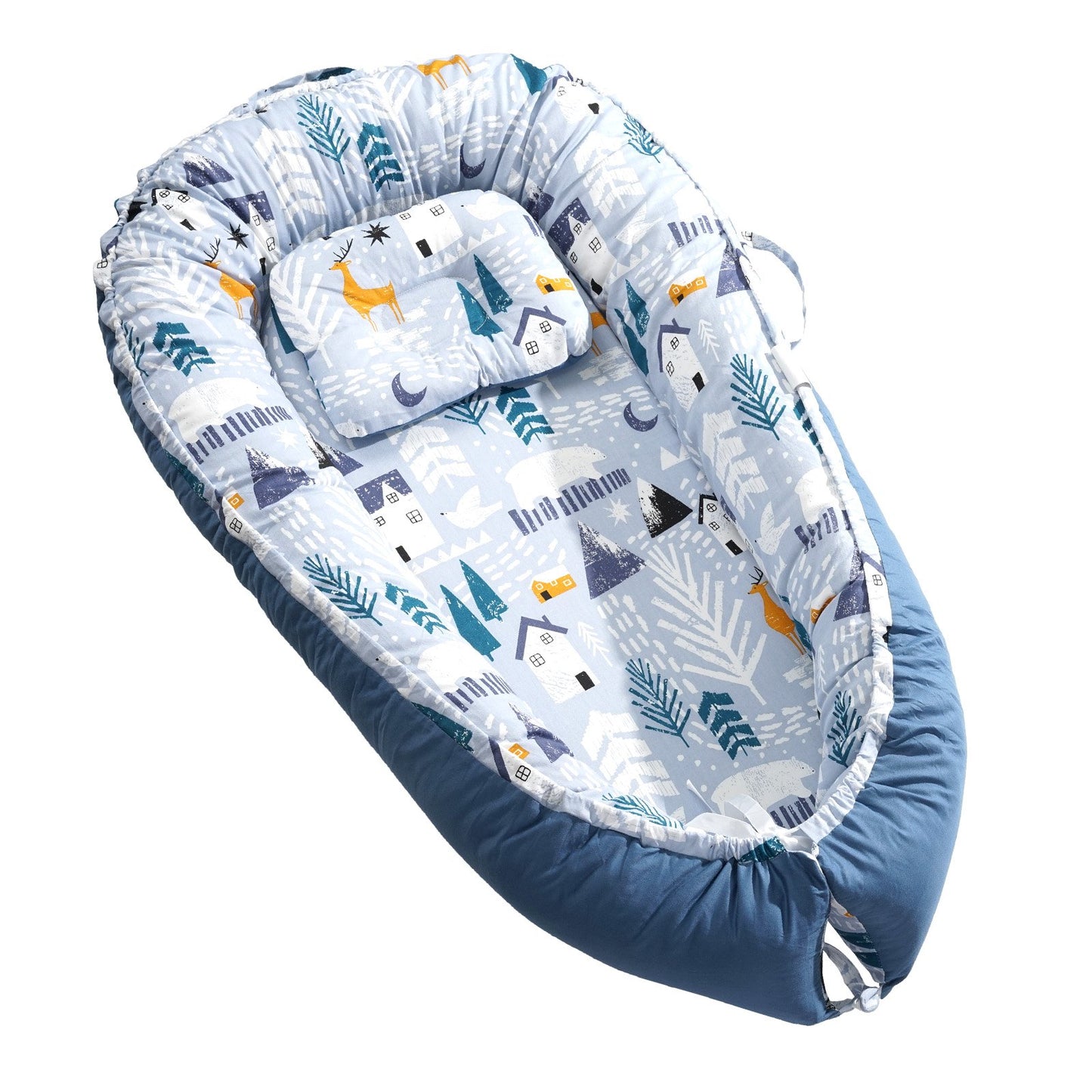Baby Lounger 100 % bomull Newborn Nest Sleeper med nackstöd och 2 överdrag