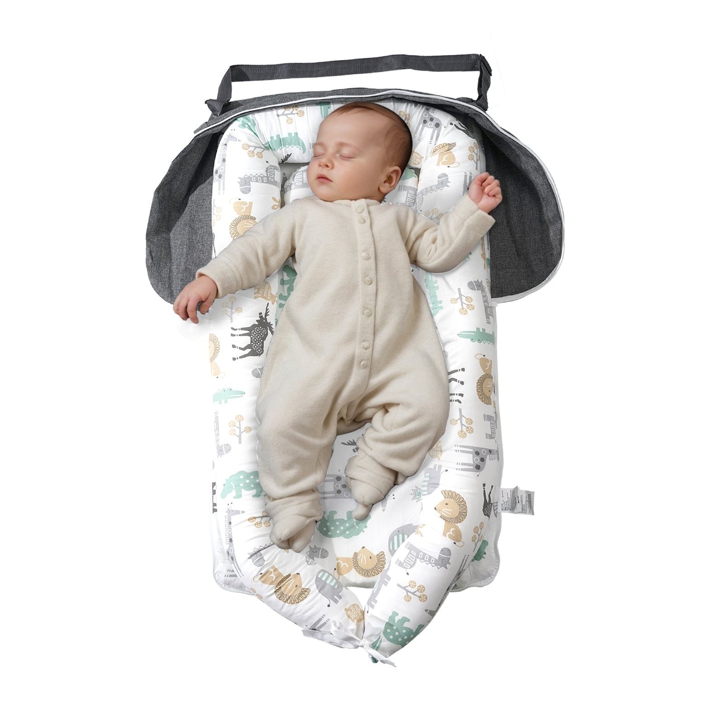Baby Lounger Baby Nest Sleeper för nyfödd 100 % bomull med nackstöd