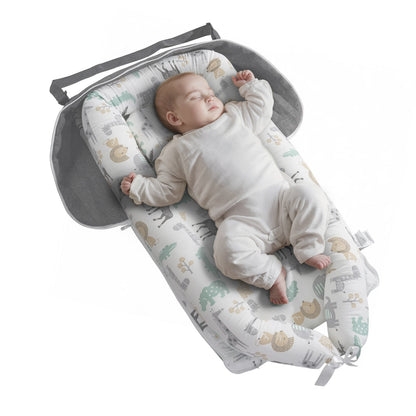 Baby Lounger Baby Nest Sleeper för nyfödd 100 % bomull med nackstöd