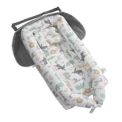 Baby Lounger Baby Nest Sleeper för nyfödd 100 % bomull med nackstöd