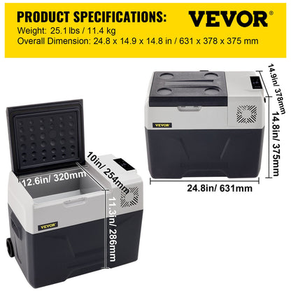 Autokühlschrank, 30 l, Kompressor, tragbarer kleiner Kühlschrank, Autokühlschrank mit Gefrierfach, für Fahrzeuge, Autos, LKWs, Wohnmobile, Boote, Mini-Elektrokühler zum Fahren, Reisen, Angeln, Outdoor und Heimgebrauch