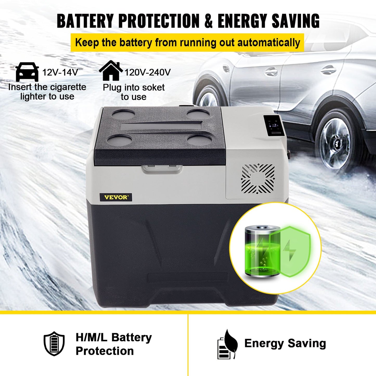 Autokühlschrank, 50 l, Kompressor, tragbarer kleiner Kühlschrank, Autokühlschrank mit Gefrierfach, Fahrzeug, Auto, LKW, Wohnmobil, Boot, Mini-Elektrokühler zum Fahren, Reisen, Angeln, Outdoor und Heimgebrauch