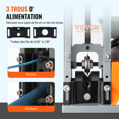 Electric Cable Stripping Tool, 0.06''-1.18'' Motorized Wire Stripper, 180 W, 60 ft/min, with Clear Depth Gauge, Ideal for Scrap Copper Recycling
