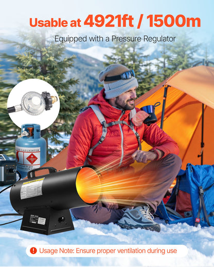 Propane Heater, 60000BTU Forced Air Propane Heater with Stepless Temp Settings & security Protection, Portable Garage/Shop Barrel Heater for Garages, Job Sites,Indoor/Outdoor