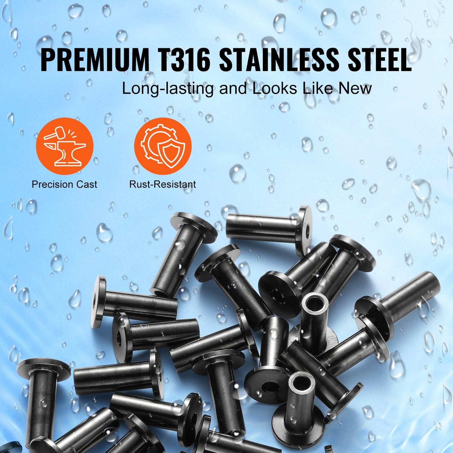 101 Pack T316 Stainless Steel Protector Sleeves for 1/8" Wire Rope Cable Railing, DIY Balustrade T316 Marine Grade, Come with A Free Drill Bit, Black