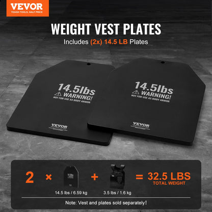 Gewichtswestenplatten für Krafttraining, Lauftraining, 2 x 14,5 LB Platten
