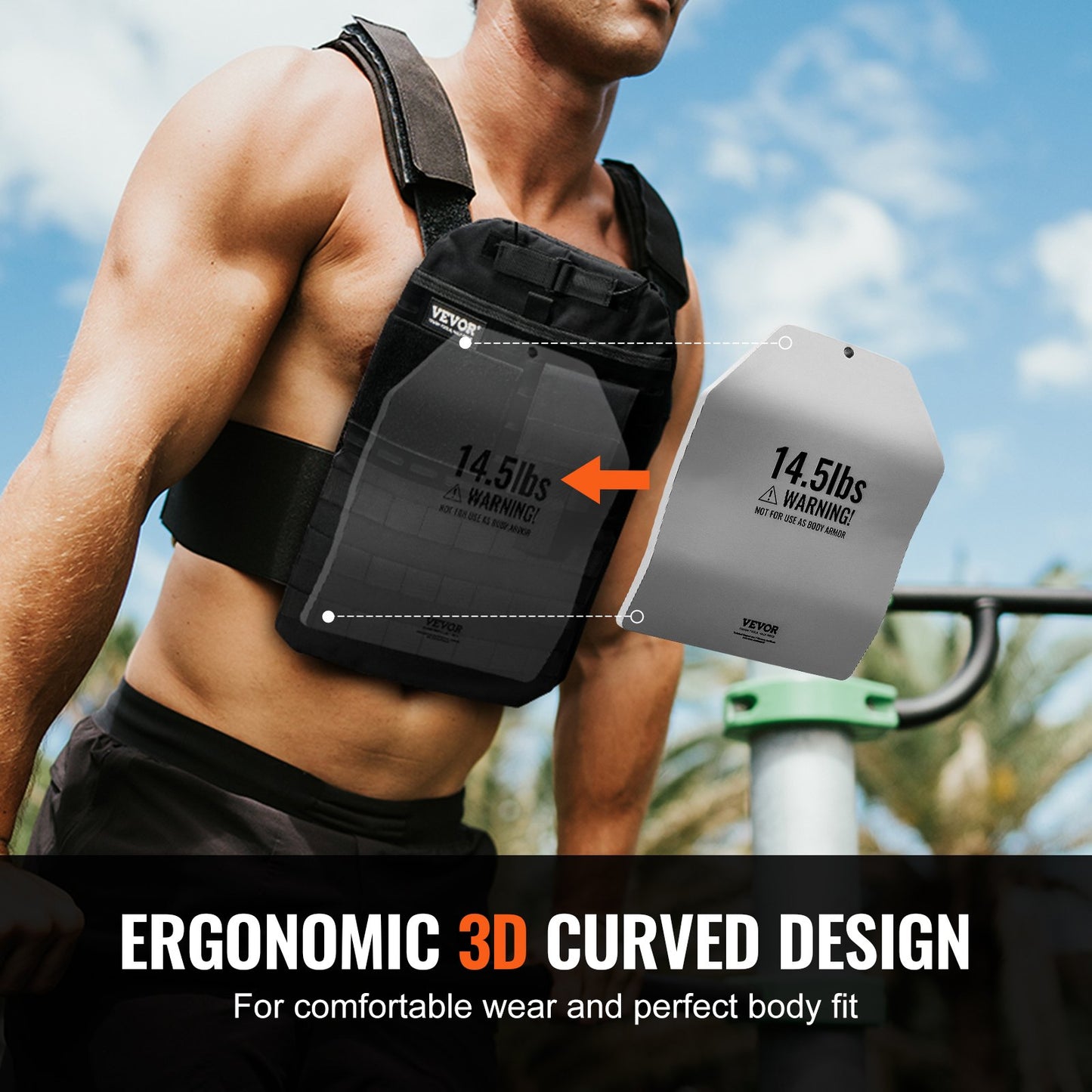 Böjda västplattor för styrketräning 2x14,5 LB tallrikar