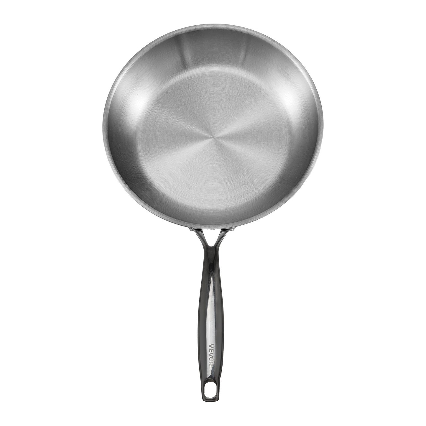 Tri-Ply Stainless Steel Frying Pan, 3 Pcs Set (8, 10, 12 in), Cooking Skillet with Heat-Resistant Handle, Chef's Kitchen Cookware, Oven, Gas, Electric, Induction, Dishwasher Compatible, Silver