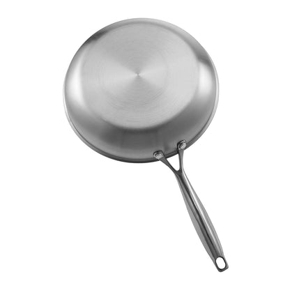 Tri-Ply Stainless Steel Frying Pan, 3 Pcs Set (8, 10, 12 in), Cooking Skillet with Heat-Resistant Handle, Chef's Kitchen Cookware, Oven, Gas, Electric, Induction, Dishwasher Compatible, Silver